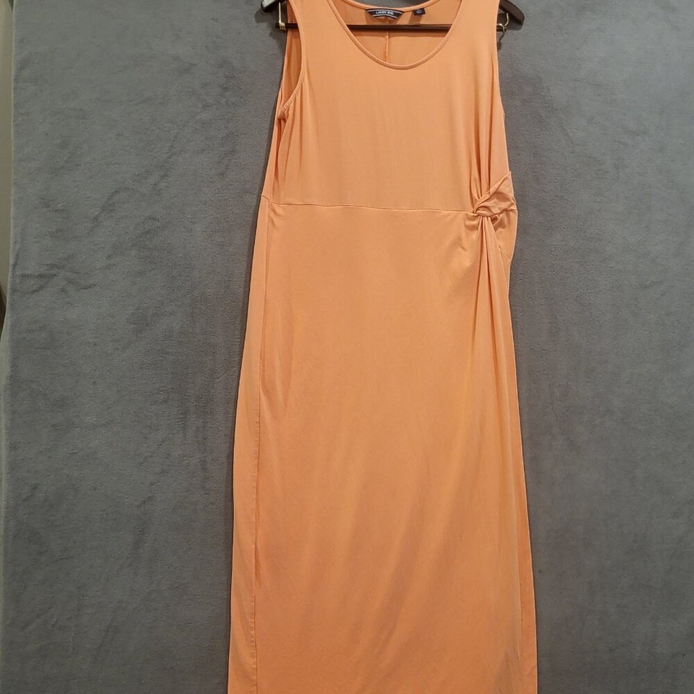 Lands‎ End Maxi Dress Women's Size Large Sleeveless Knot Waist Salmon Beach Sun